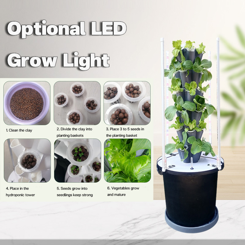 Sistema de cultivo de torres hidropônicas de pétalas de jardim 6/8/10 camadas Luz LED opcional