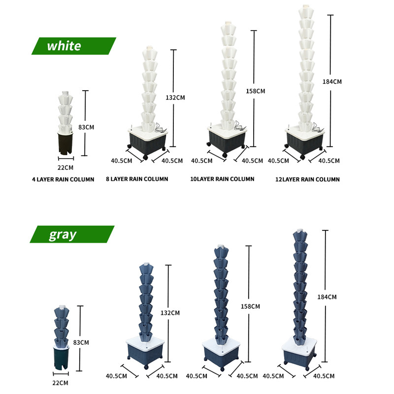4/8/10/12 Camadas Sistema hidropônico indoor sem solo Coluna de torre de cultivo para casa