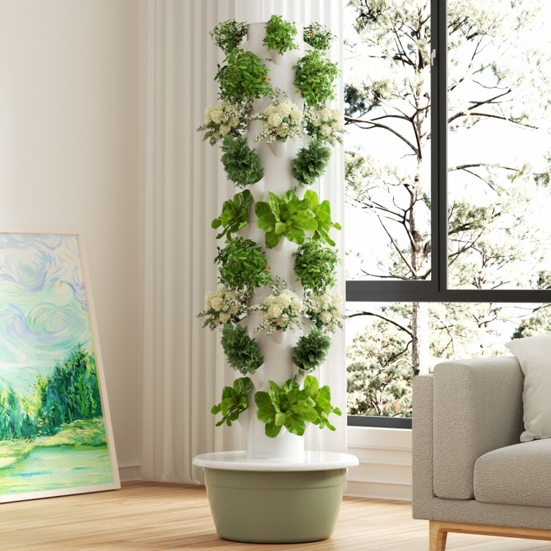 Jardim interior 5 camadas Petal sistema hidropônico sem solo Torre de crescimento com luz LED
